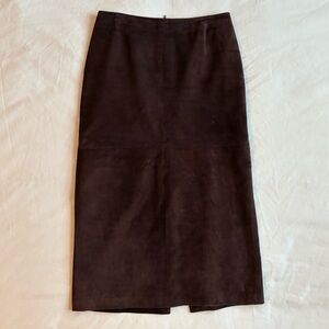 Danier Dark Brown Suede Midi Skirt